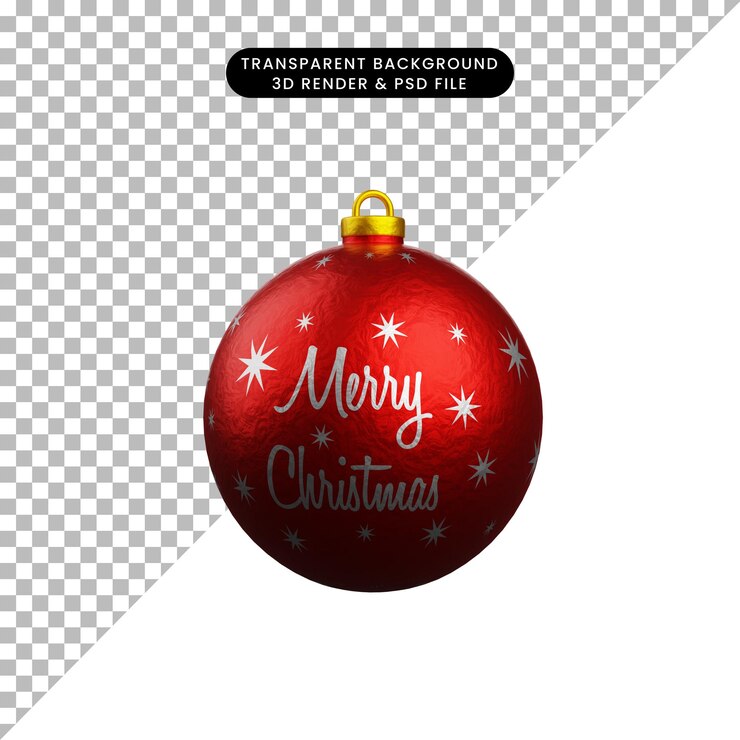 PSD 3d render juguete de navidad adornos icono bola de navidad