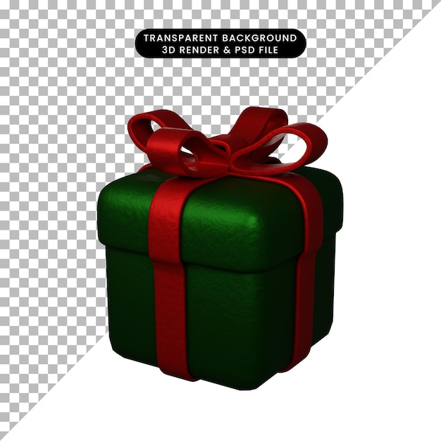 3d render juguete de navidad adornos icono caja de regalo de navidad