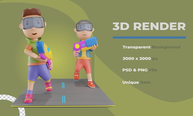 3d-render-jungs spielen kriegsspiel