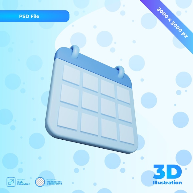 3d render kalender blau