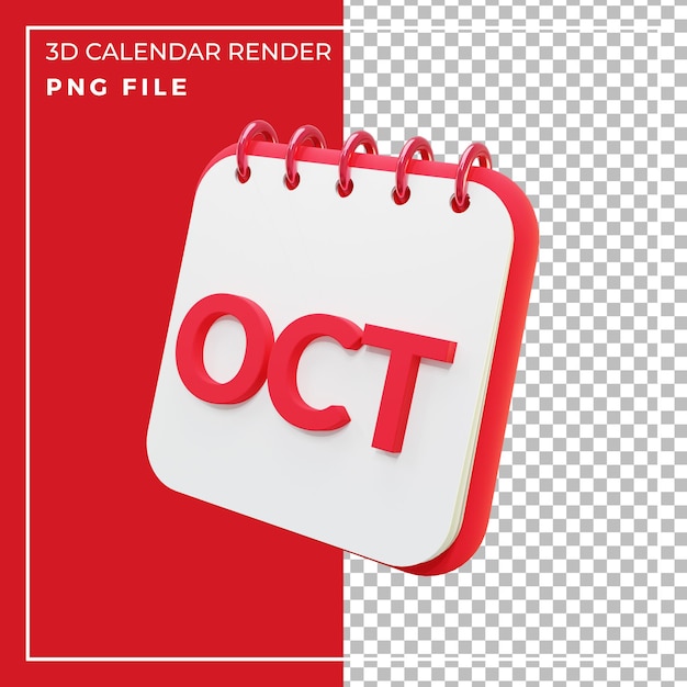 3d render kalendermonat oktober