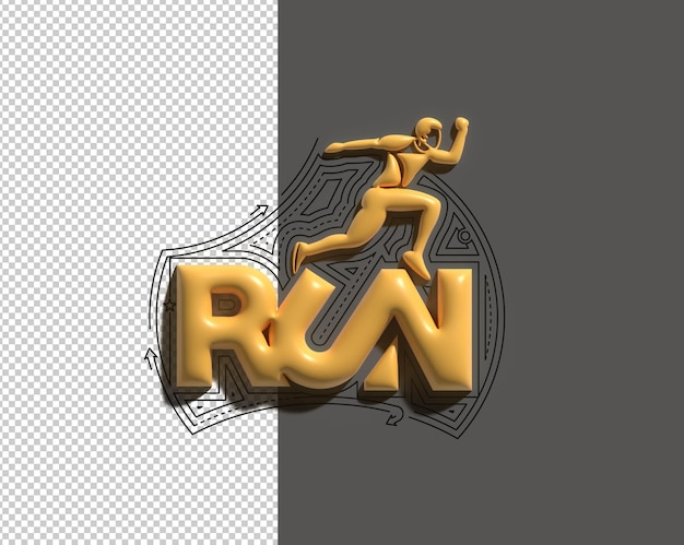 3D-Render-Konzept von Sport und Aktivität Man Runner Jogger - Meisterschaft Transparente Psd-Datei.