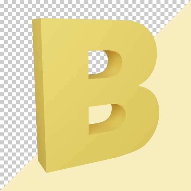 3d render kreativer gelber alphabetbuchstabe b