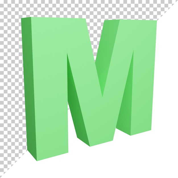 PSD 3d render kreativer grüner alphabet buchstabe m