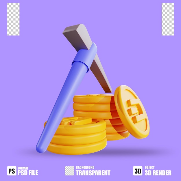 3D-Render-Kryptowährungssymbol Dashcoin 2 Mining mit transparentem Hintergrund