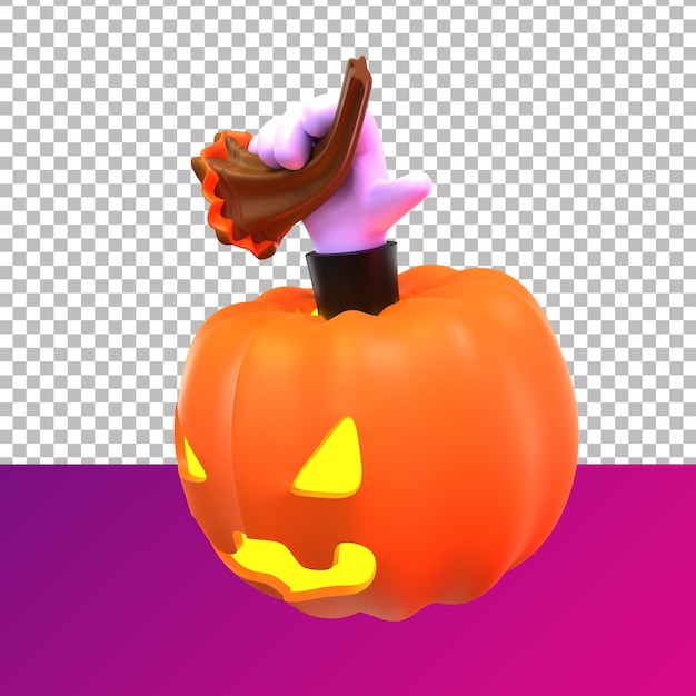 3D render Kürbis Halloween Seitenperspektive