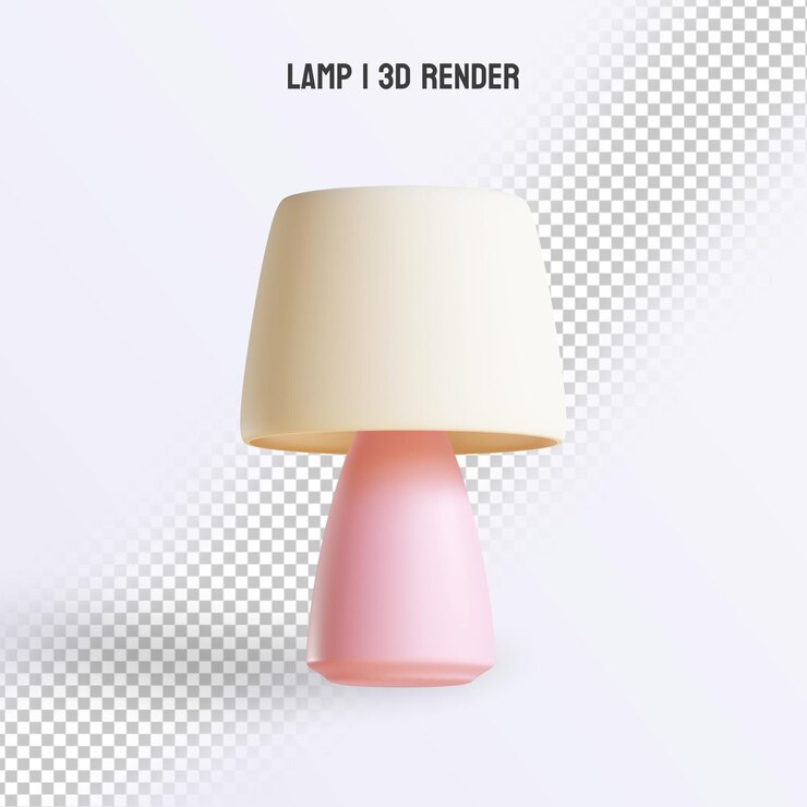 PSD 3d render lámpara rosa suave con fondo transparente