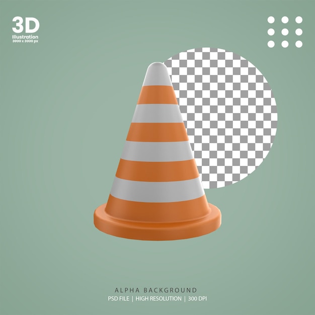 PSD 3d-render-leitkegel-illustration