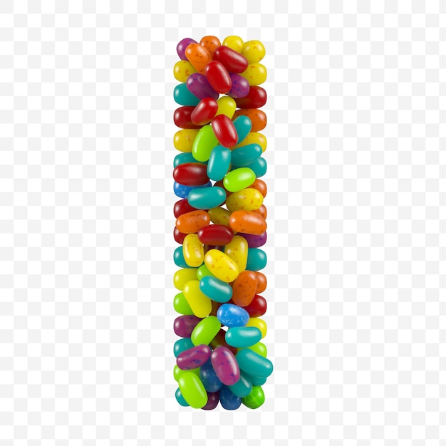 3d render letra del alfabeto que hice de caramelos de gomitas aislado en un fondo aislado