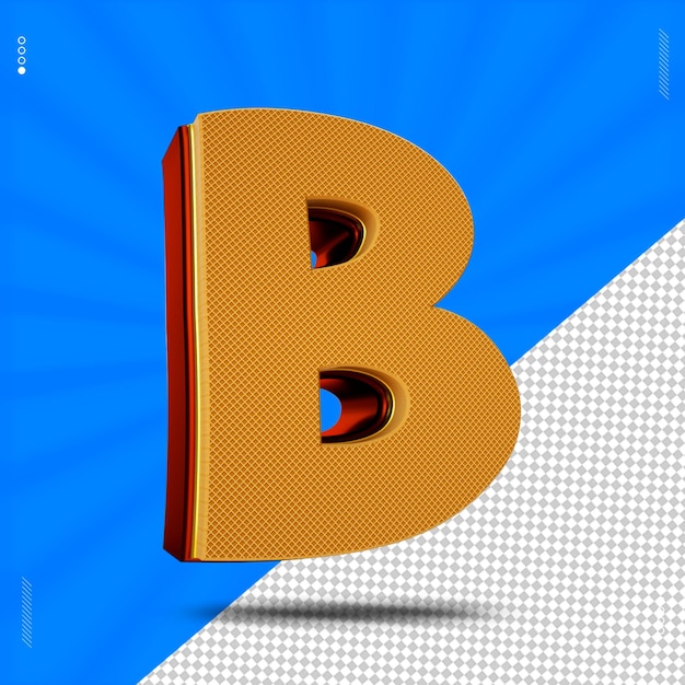 3d render letra b fuente oblea