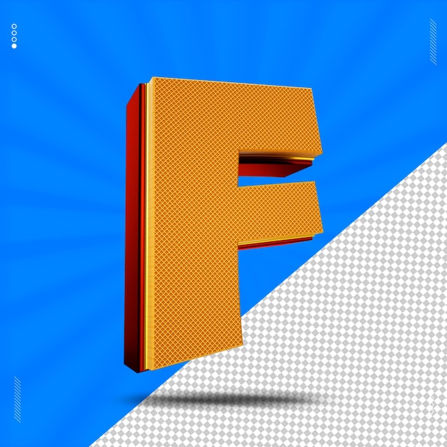 PSD 3d render letra f fuente oblea