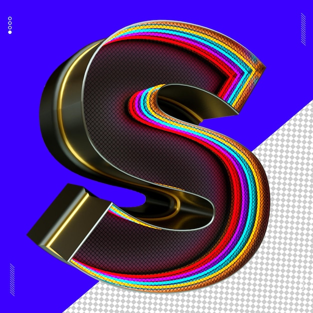 3d render letra fuente luz de neón