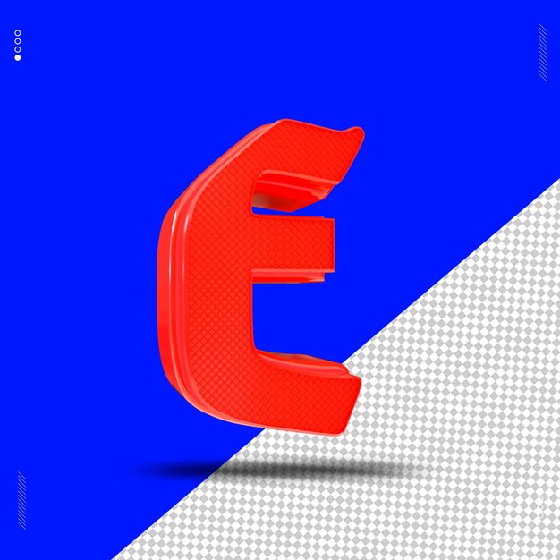3d render letra fuente luz roja