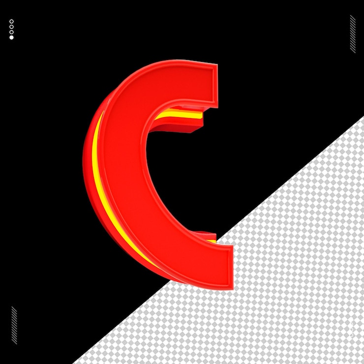 PSD 3d render letra fuente de neón rojo