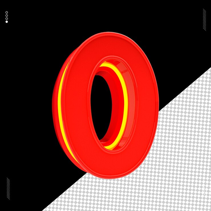 PSD 3d render letra fuente de neón rojo