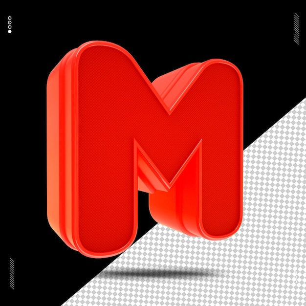 3d render letra fuente roja