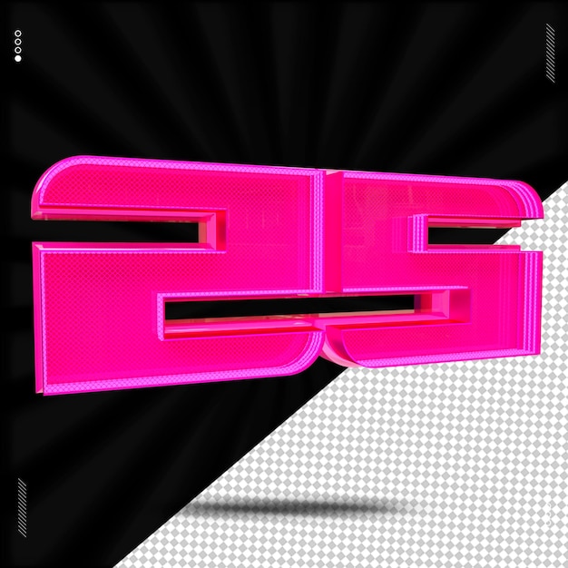 3d render letra fuente rosa neón