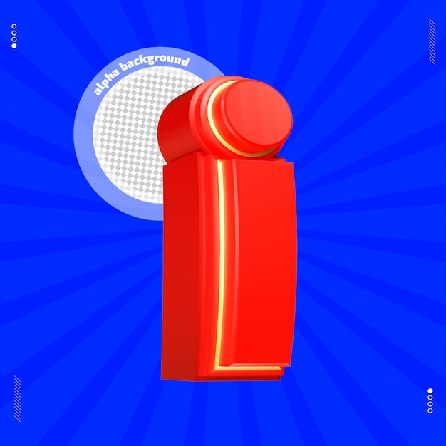 3d render letra i fuente minúscula rojo
