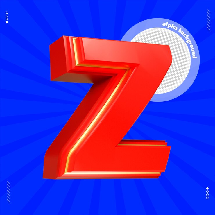 PSD 3d render letra z fuente mayúscula rojo