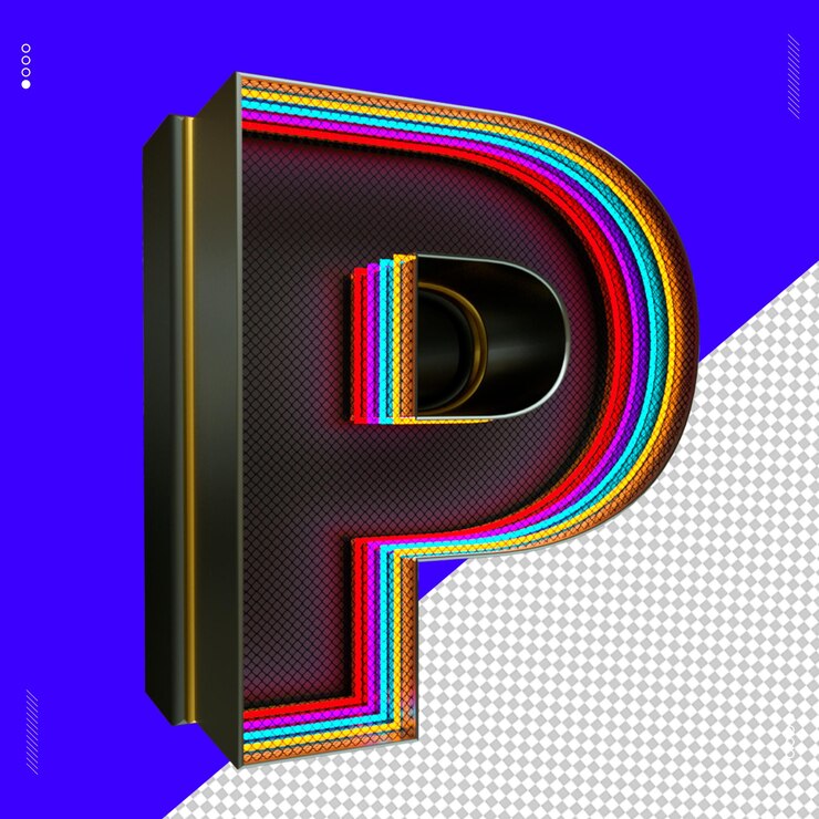 PSD 3d render letter font luce al neon