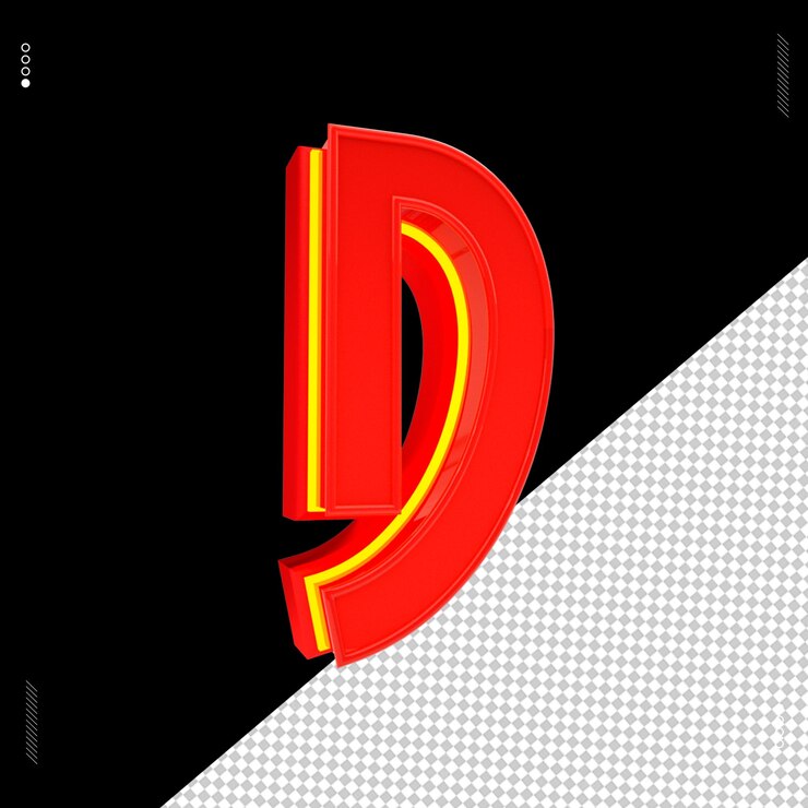 PSD 3d render letter font red neon