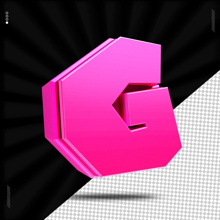PSD 3d render letter g font pink