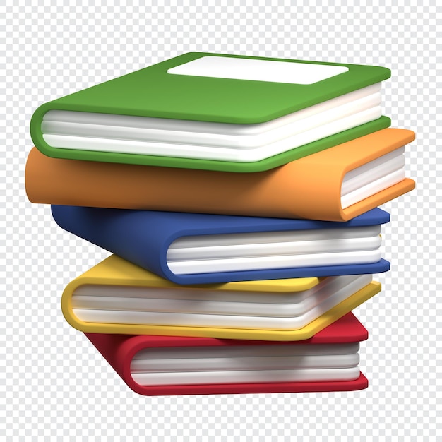 3d render libros 3d render icono de libro multicolor Pila de libros multicolores Hobby de lectura y educación 3d render ilustración