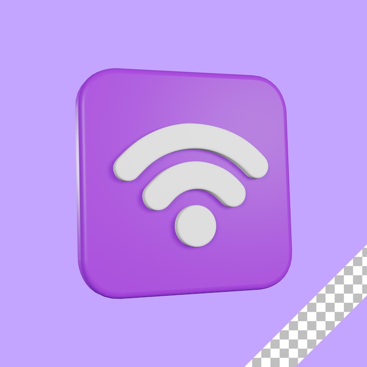PSD 3d-render-lila wifi-symbol mit transparentem hintergrund