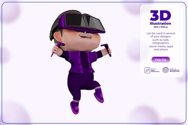3D Render linda ilustración de personaje Metaverse