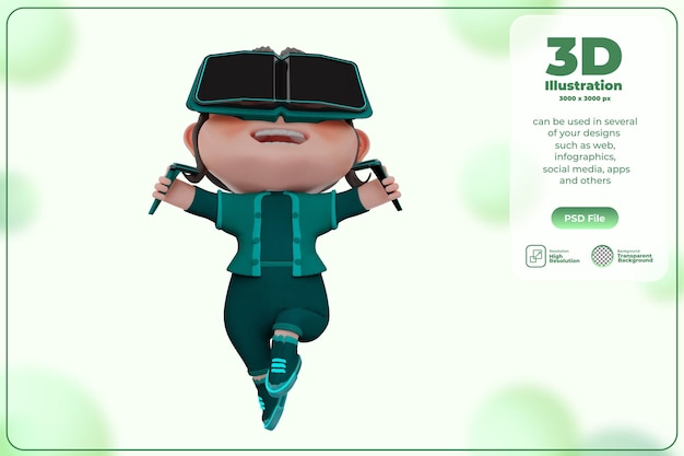 3D Render linda ilustración de personaje Metaverse