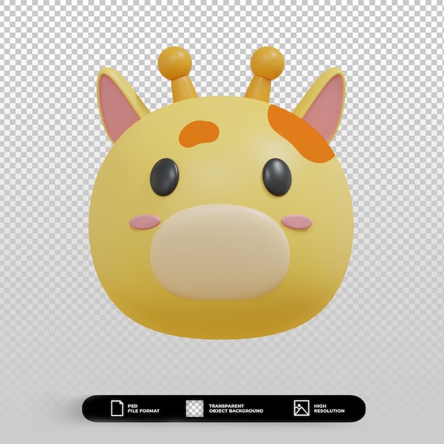 3d render linda jirafa cara ilustración minimalista