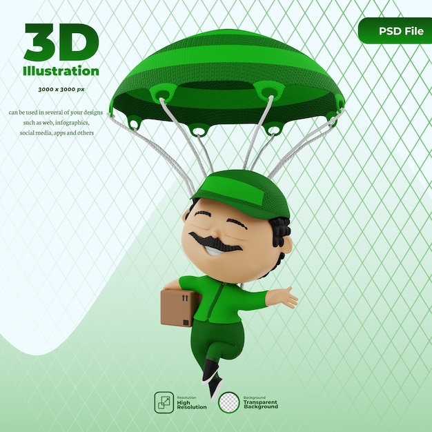 PSD 3d render lindo mensajero ilustración