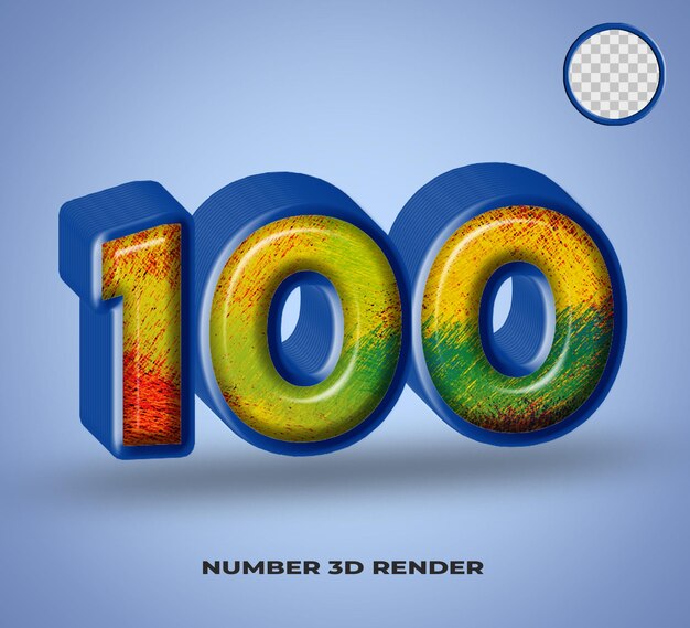 3D render línea numérica azul con colorido abstracto brillante