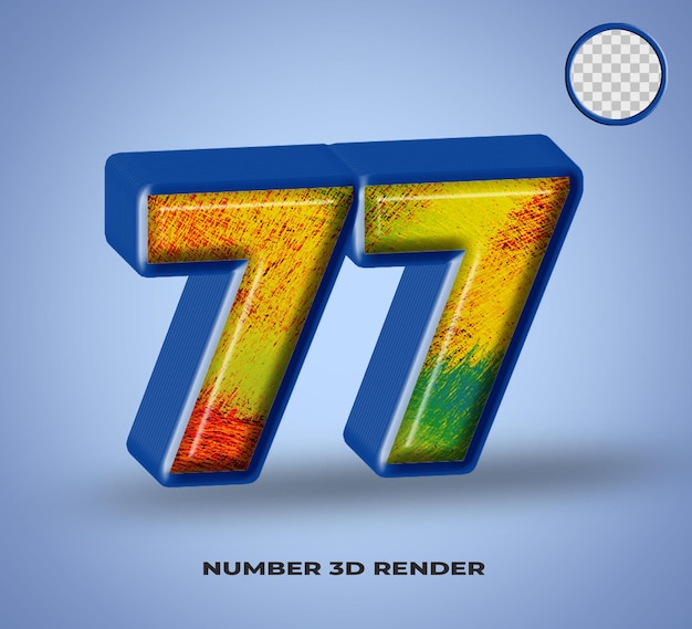 3D render línea numérica azul con colorido abstracto brillante