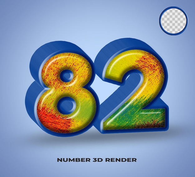 3D render línea numérica azul con colorido abstracto brillante