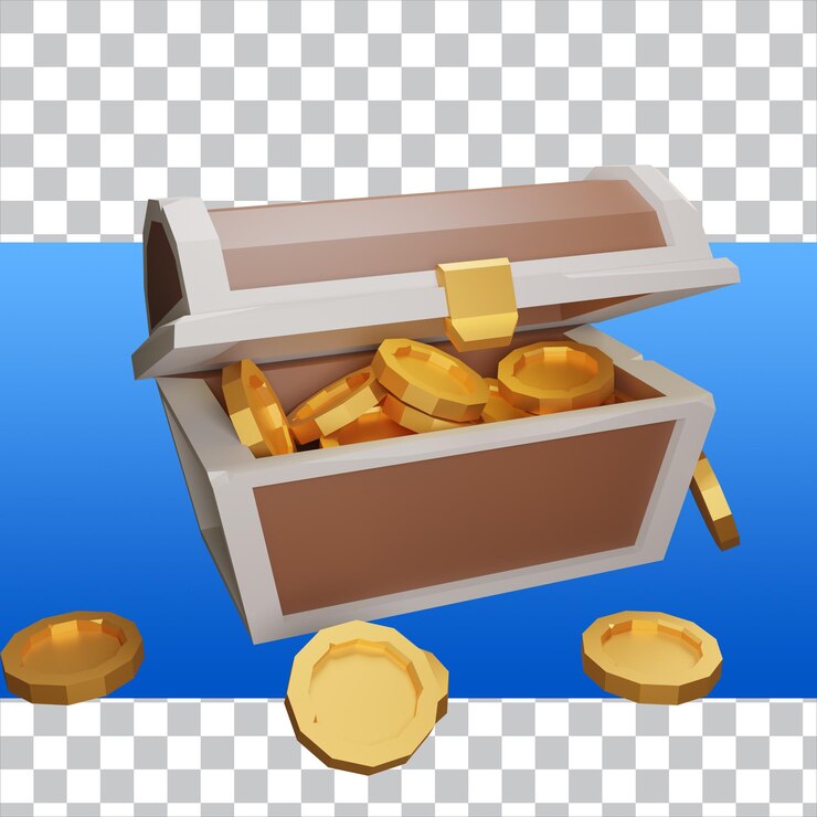 3D Render Lo scrigno del tesoro di Lowpoly isolato