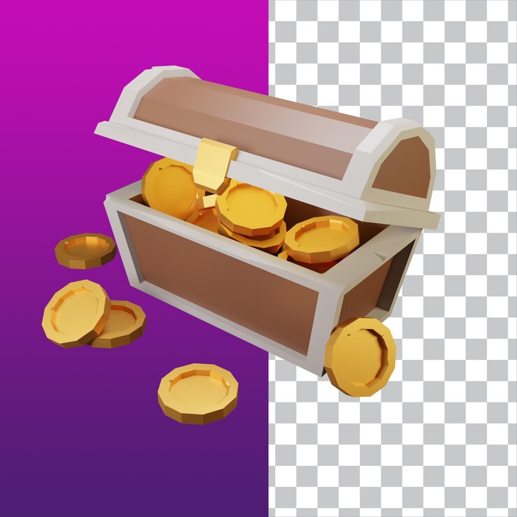 3D Render Lo scrigno del tesoro di Lowpoly isolato
