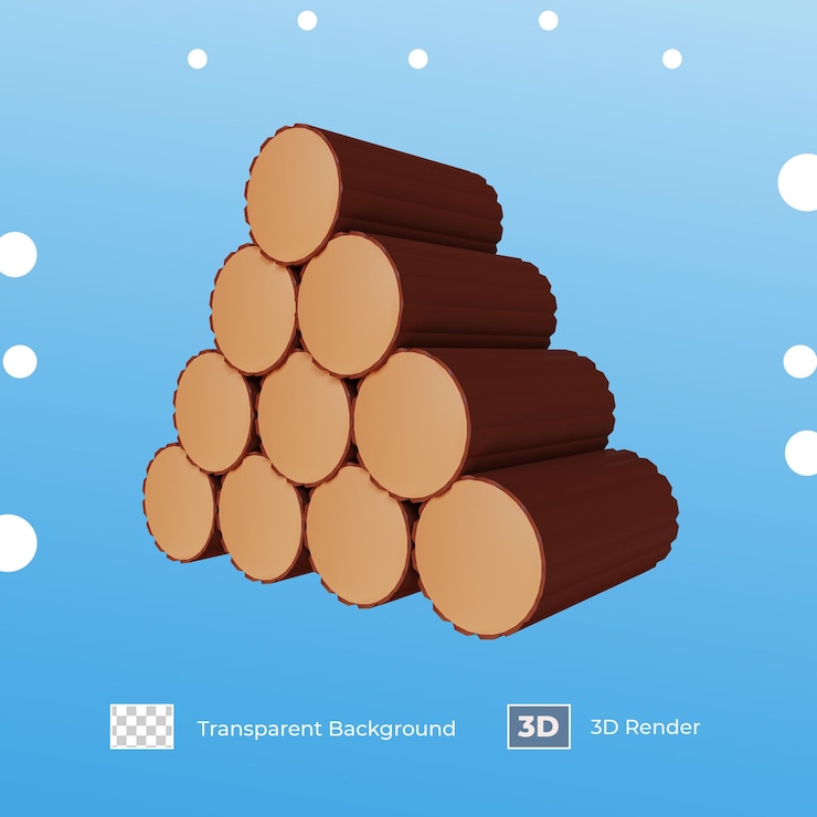 PSD 3d render log woods