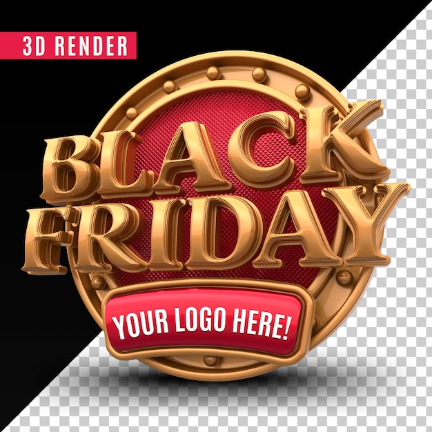 PSD 3d render logo black friday premium psd