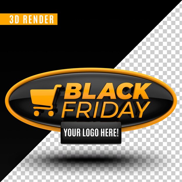 3d render logo viernes negro premium psd