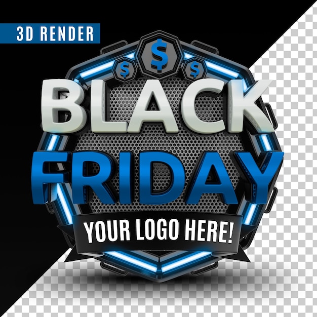 PSD 3d render logo viernes negro premium psd