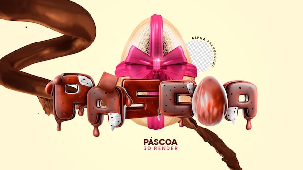 PSD 3d render logotipo de pascua psd