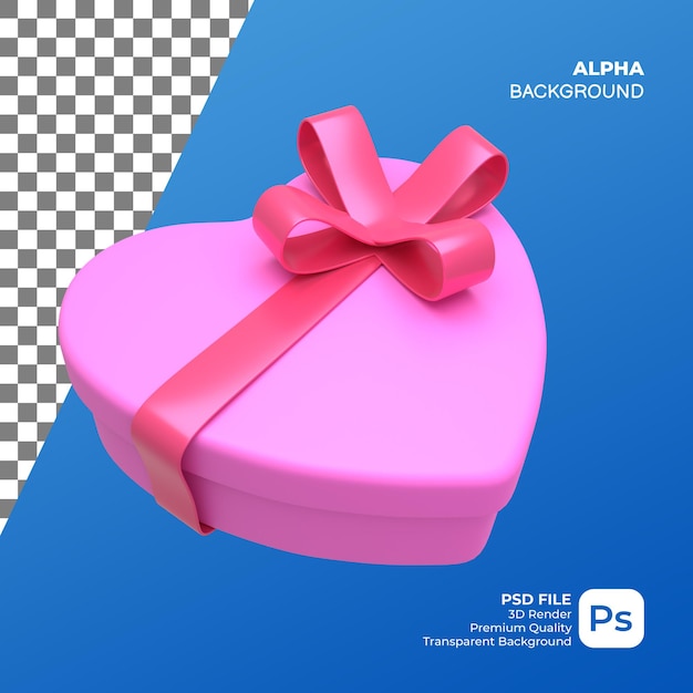 3d render love gift box