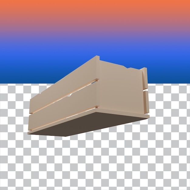 PSD 3d render low poly große holzkiste isoliert