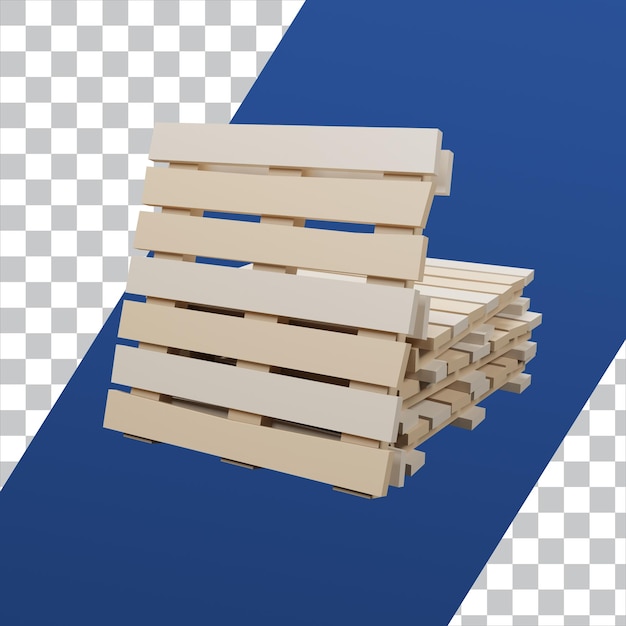 3D Render Low Poly Holzpalette