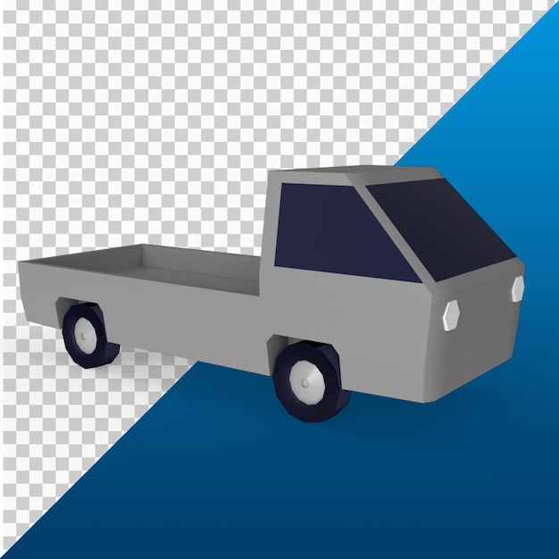 PSD 3d render low poly loader car 4k resolución