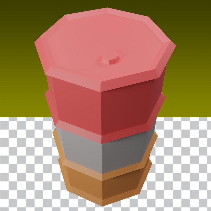 PSD 3d render low poly oil barrel drum