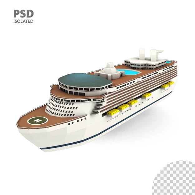 PSD 3d-render low-poly-polizeischiff 4k-auflösung