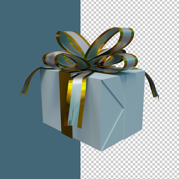 3D-Render-Luxus-Geschenkbox mit Goldband