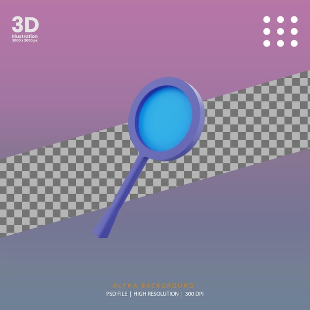 3d render magnifying glass illustration